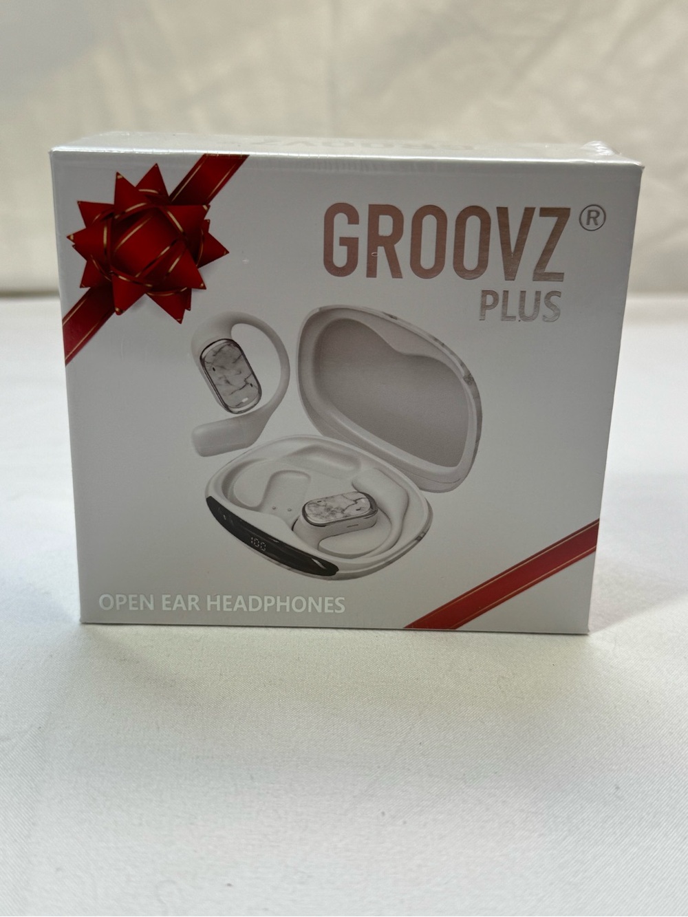GROOVZ PLUS OPEN EAR HEADPHONES CHARGING CASE NIB SEALED  WHITE MARBLE DESIGN